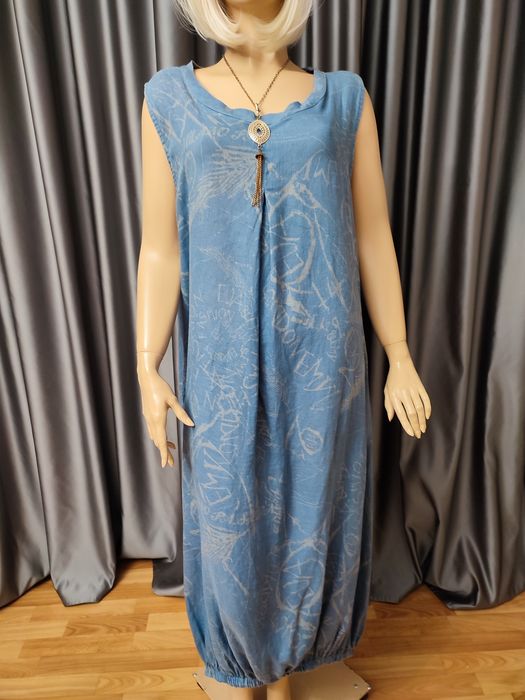 Італія льон великий розмір батал лляна сукня сарафан плаття
