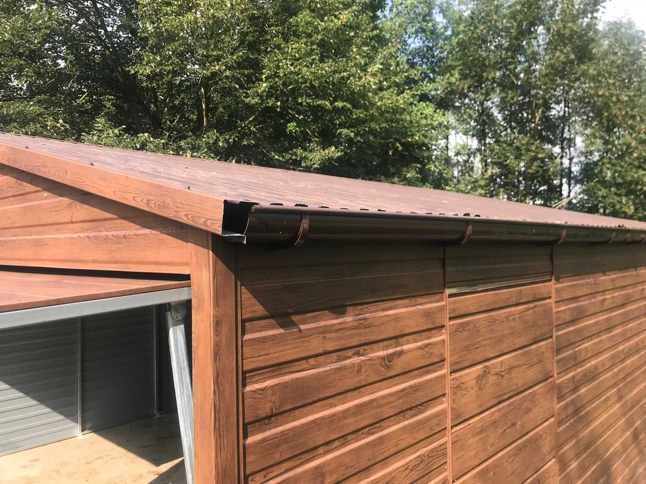 Garaż blaszany premium drewnopodobny 3x5 blachodachówka