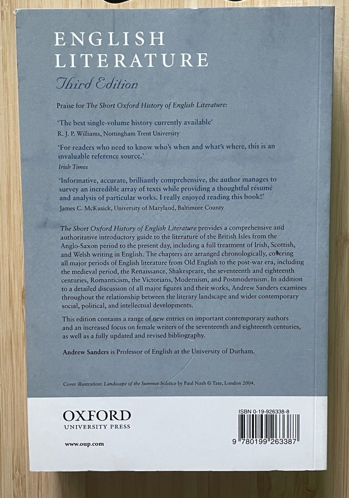 The Short Oxford  History of English Literature