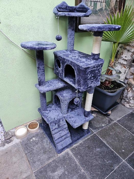 Drapak dla Kota Wielopoziomowy, Stabilny i Komfortowy Ciemnoszary NOWY