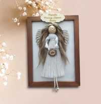 Ramka z aniołkiem z okazji pierwszej komunii świętej
