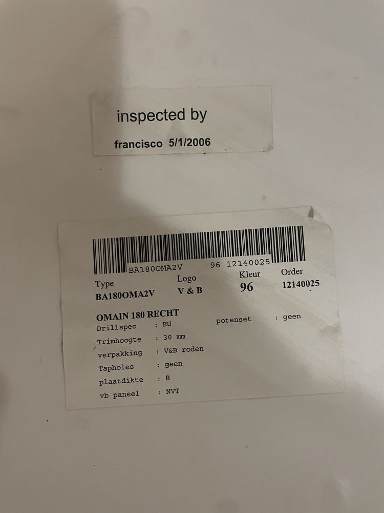 Ванна акриловая Villeroy & Boch 180cm/80
