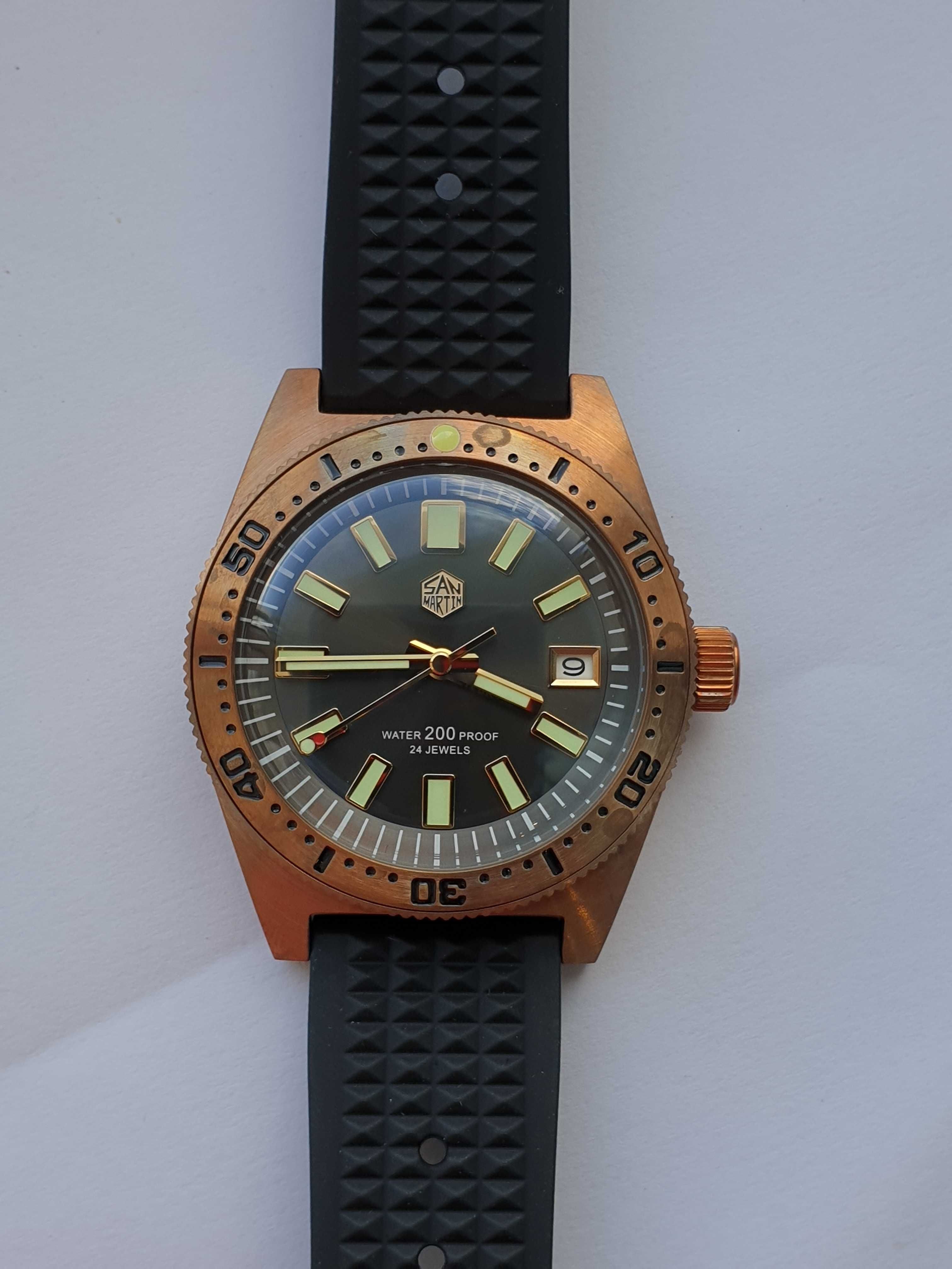 Чоловічий годинник часы San Martin Automatic 62mas Sapphir 200m Bronze