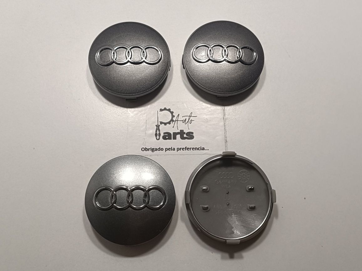 Conjunto 4 centros jante Audi 60mm Cinza