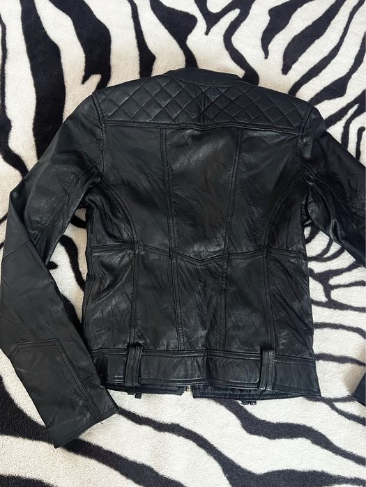 Kurtka skórzana ramoneska Zara skóra naturalna leather