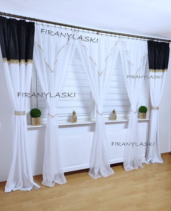 Firana 400x250 firany biało czarne do pokoju salonu