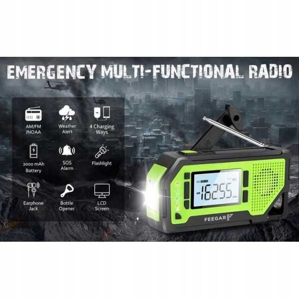 Radio na korbkę solarne Feegar OZE powerbank FM