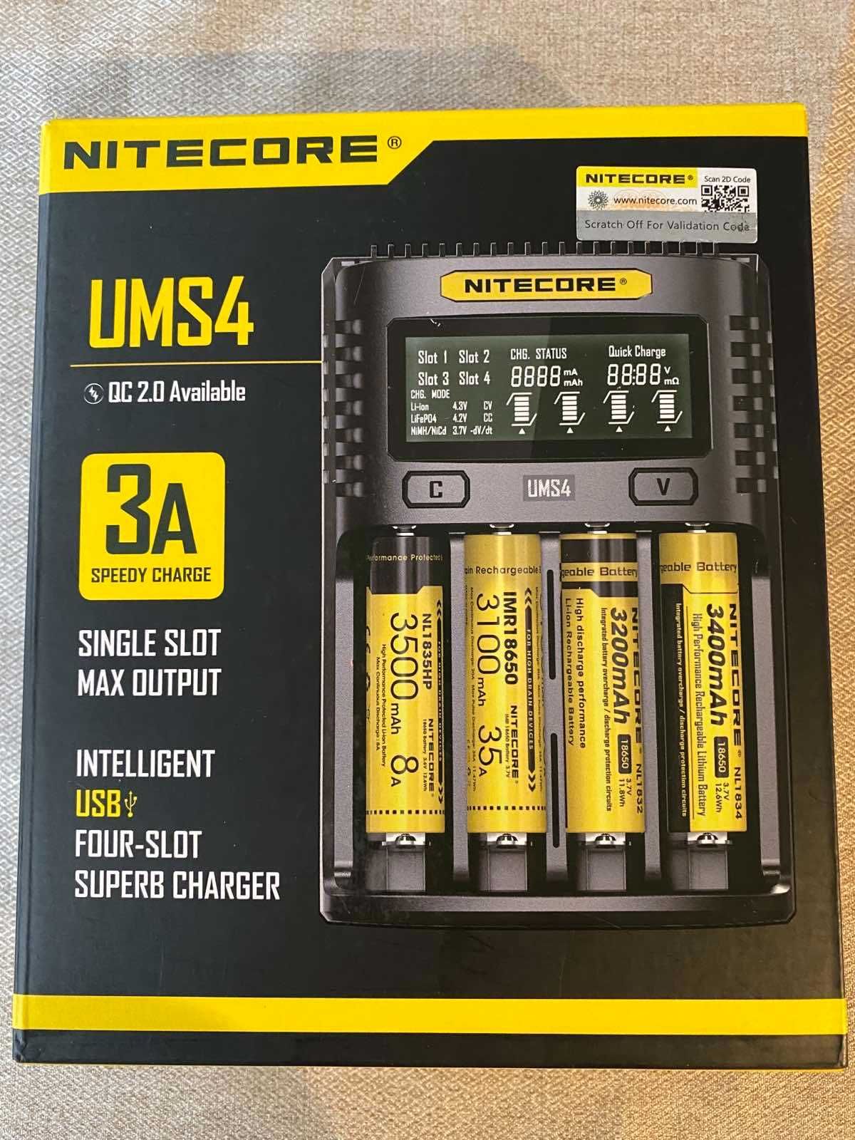 Nitecore UMS4 -Зарядное устройство  для аккумуляторов любых размеров