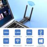 ElecMoga karta sieciowa WiFi 2.4 / 5GHz USB 3.0 Adapter PC 1300 Mbps