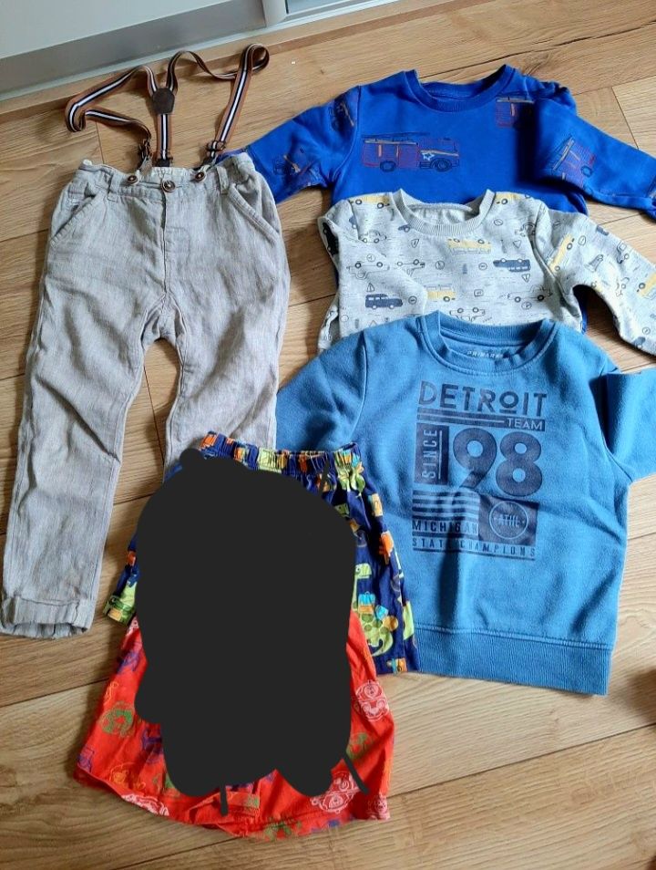 Zestaw paka ubrań dla chłopca 110 spodnie bluzy kamizelka koszula
