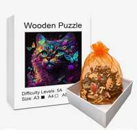 Wooden Drewniane Puzzle-Kot A3