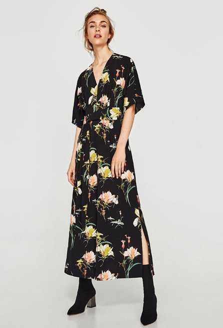 Black Floral-Print Jumpsuit/Romper from Zara, Size: M, New with Tag64552096761985120