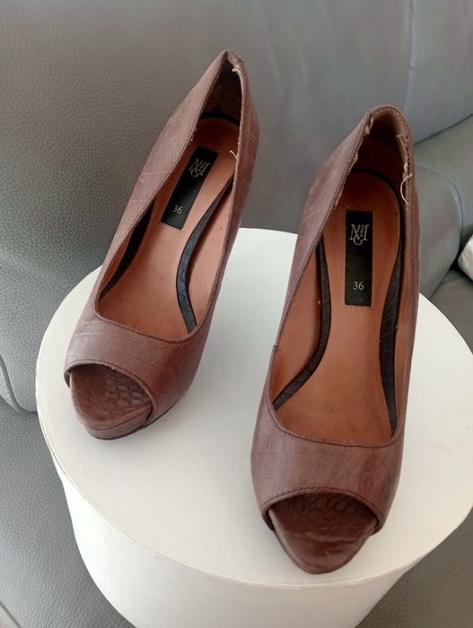 Sapatos Mango couro castanho 37