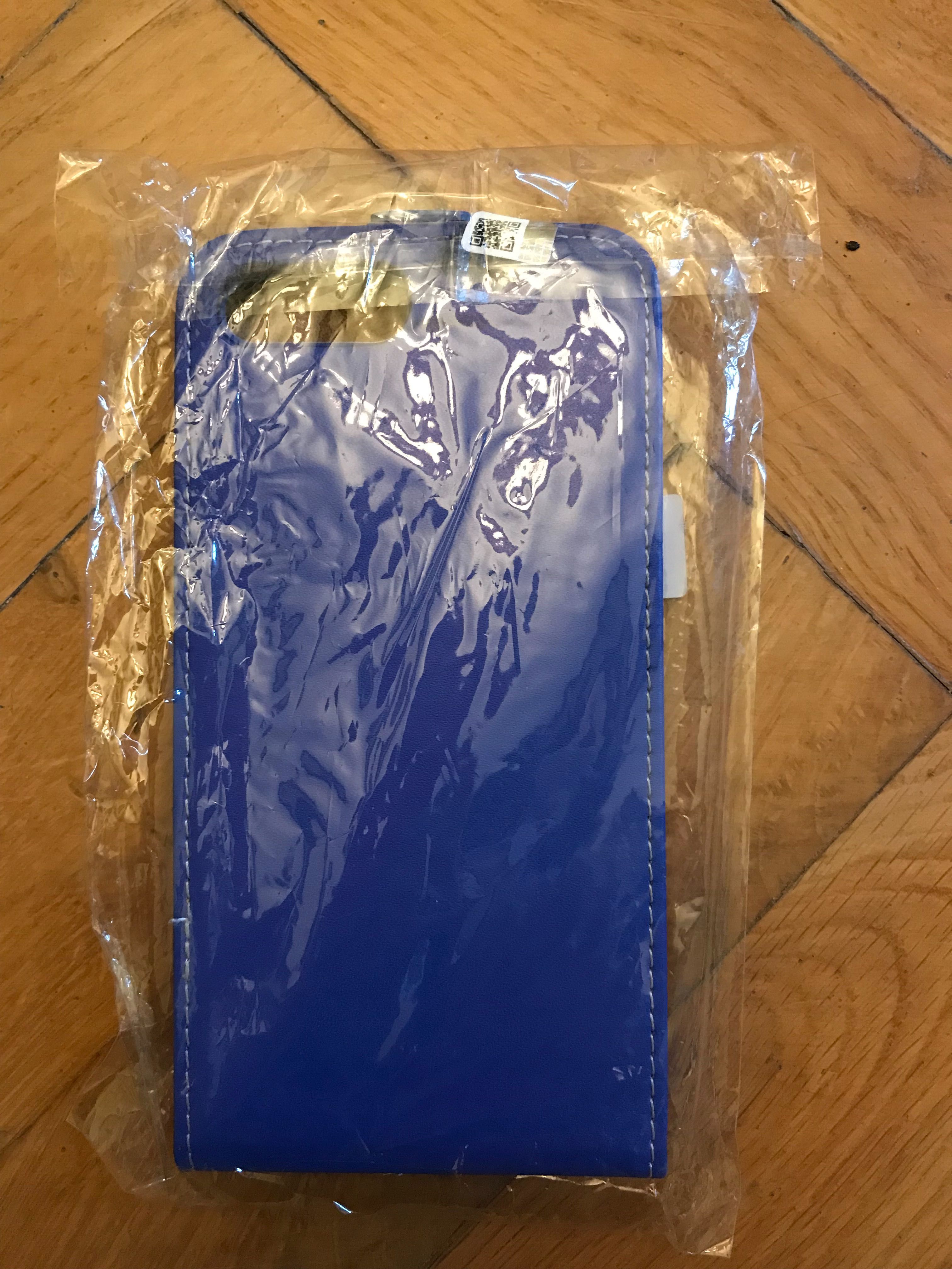 Etui z klapką iPhone 6 Plus kobalt skóra naturalna NOWE + szkło gratis