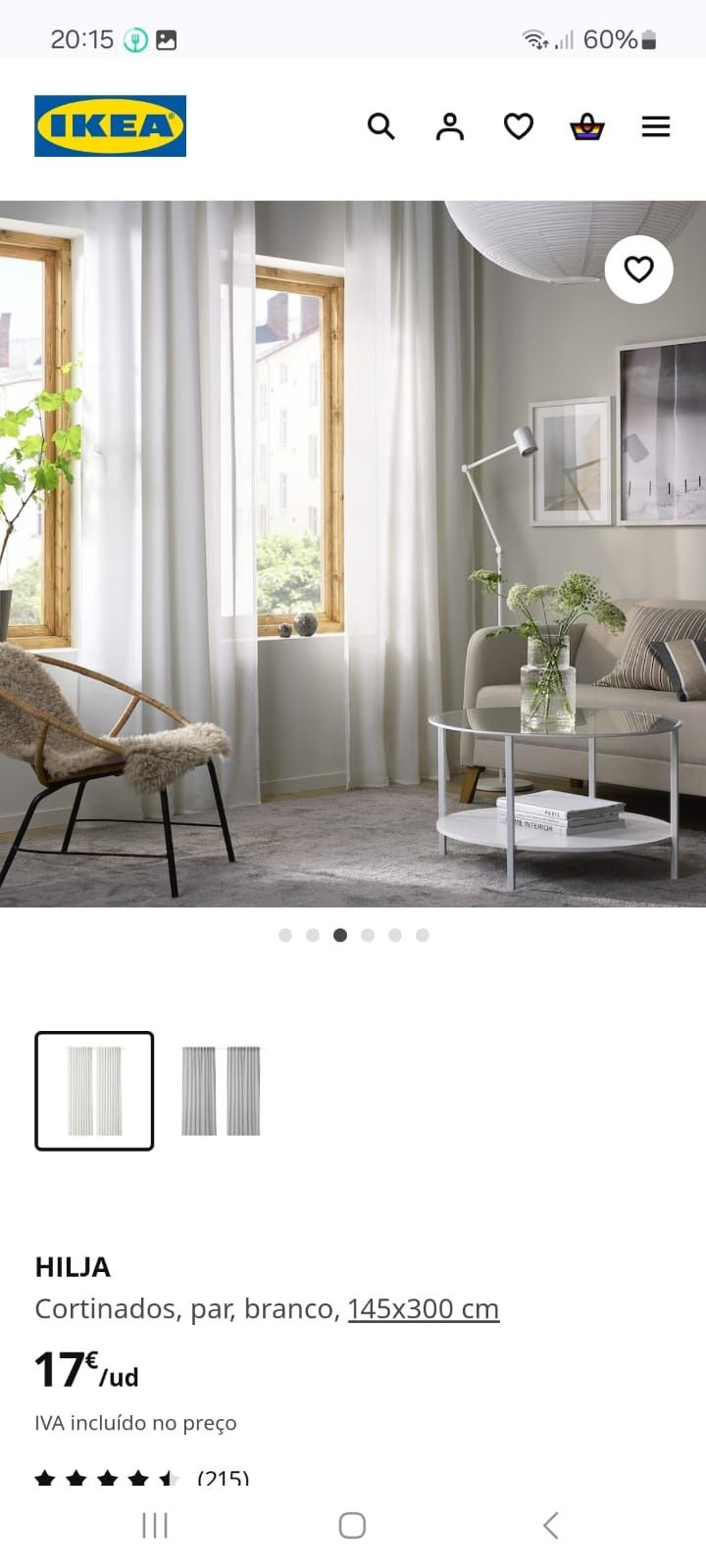 Par de Cortinados Brancos do Ikea