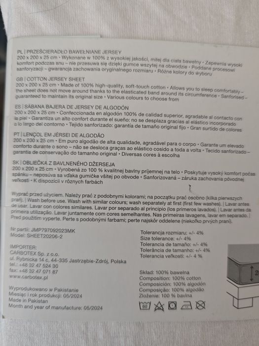 Nowe prześcieradło bawełniane z gumką Smukee 200x200