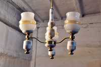 Żyrandol lampa wisząca ceramiczna PRL lata 70-te 3 ramiona