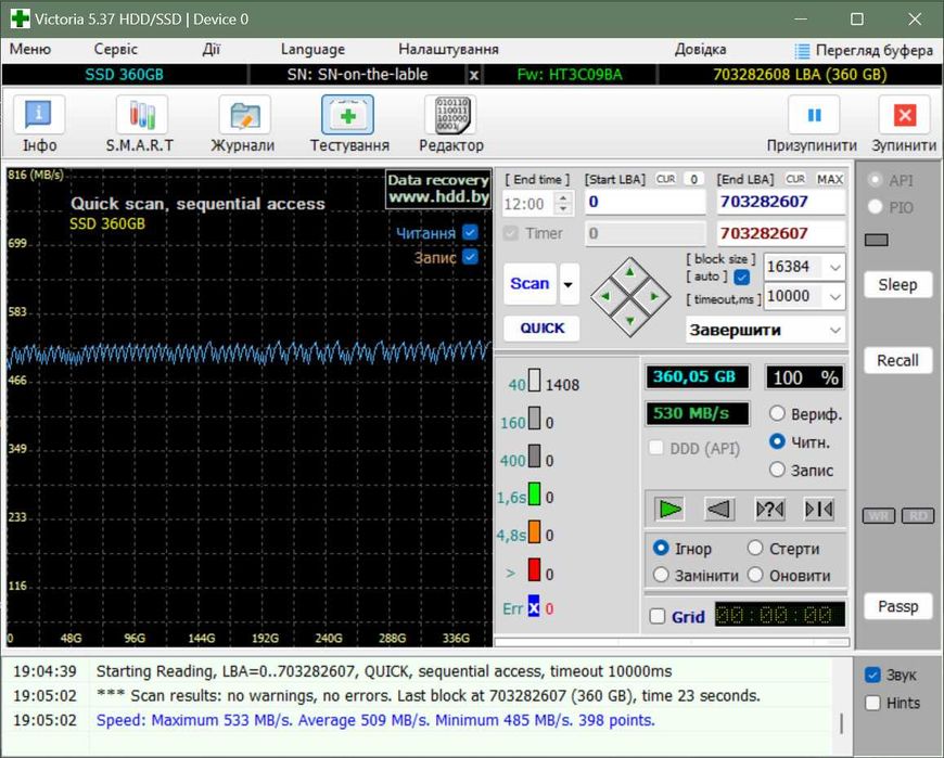 Внутрішній жорсткий диск 360GB Goldenfir SSD 2,5 твердотільний ССД