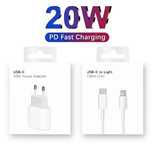 Zestaw Ładowarka 20W + kabel type C - light 1 m