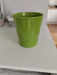 Zielona Ceramiczna osłonka na doniczkę storczyka wys.16 cm