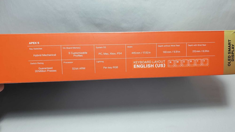 Klawiatura hybrydowo-mechaniczna Steelseries Apex 5 - jak NOWA.