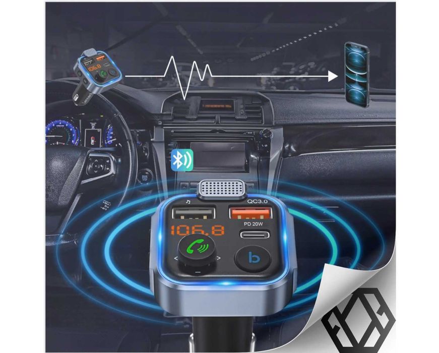 Transmiter Bluetooth Samochodowy FM 3x USB Adapter Ładowarka MP3