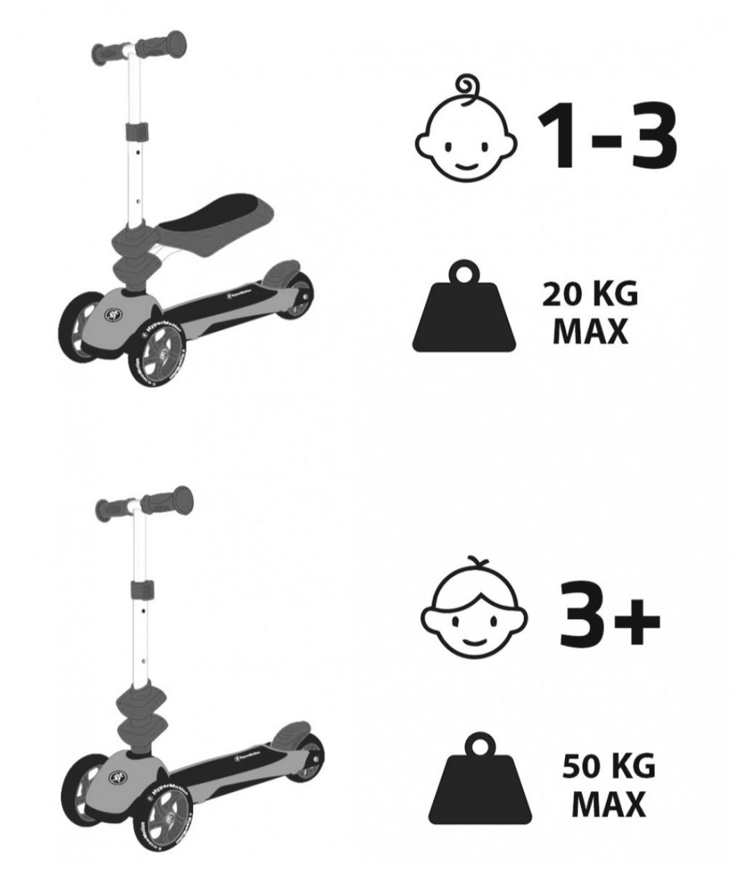 Hulajnoga 3in1 trójkołowa balansowa HyperMotion - rożowa