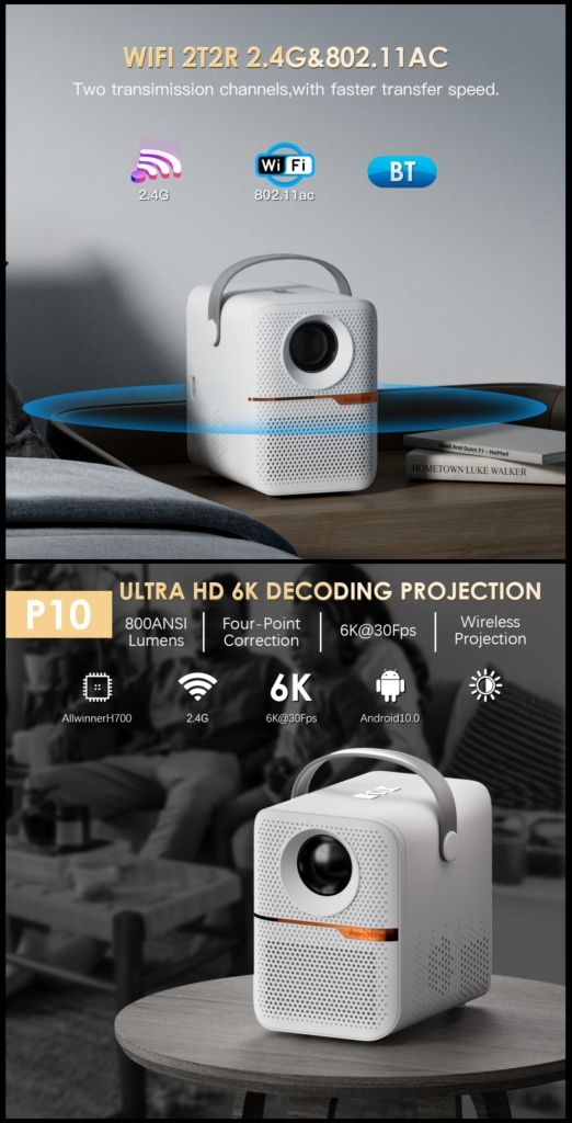 Проектор HONGTOP P10 HD 4/64gb мини кинотеатр телевизор smart tv xiao