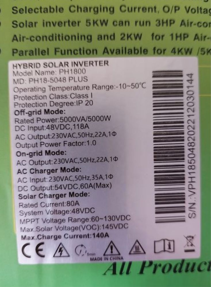 Гибридный инвертор MUST 5 kWt 48V