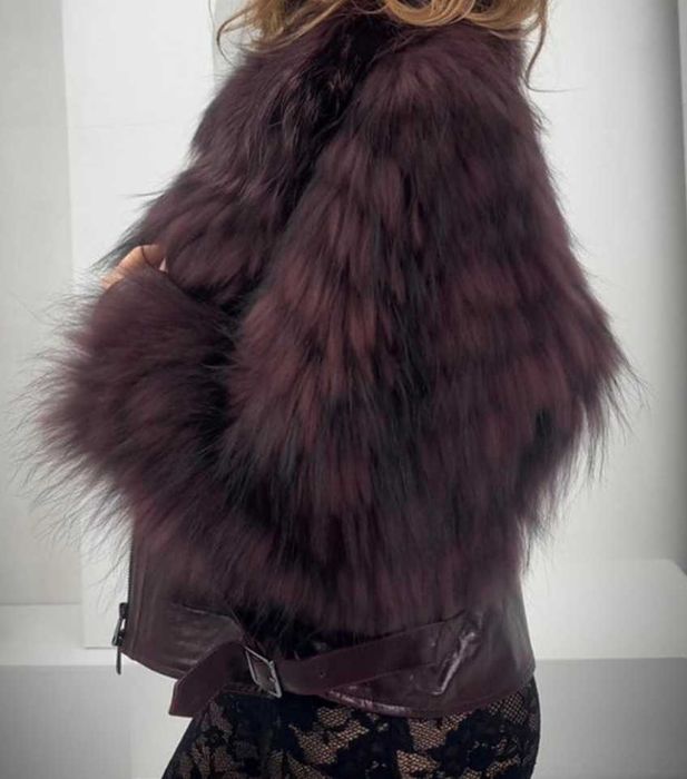 Kurtka skórzana futro lisy