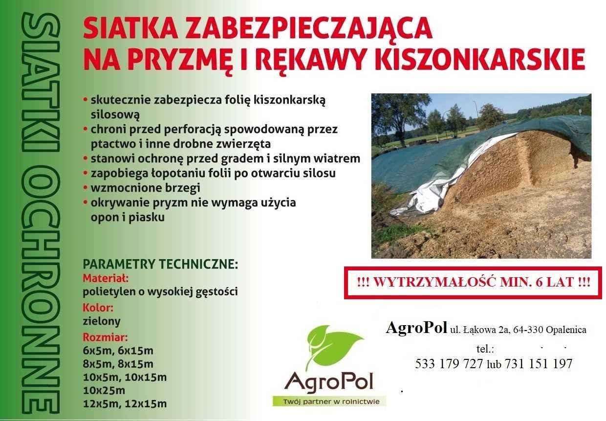 SIATKA NA PRYZMY 8x15 Siatka Ochronna Na Sianokiszonkę Siatka Okrywowa