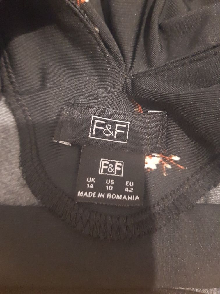 Sukienka czarna w kwiatki F&F rozmiar 42