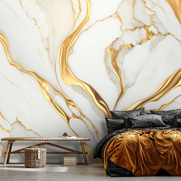 Fototapeta Złoty Kremowy Beżowy Marmur Kamień 3D Twój Rozmiar + KLEJ