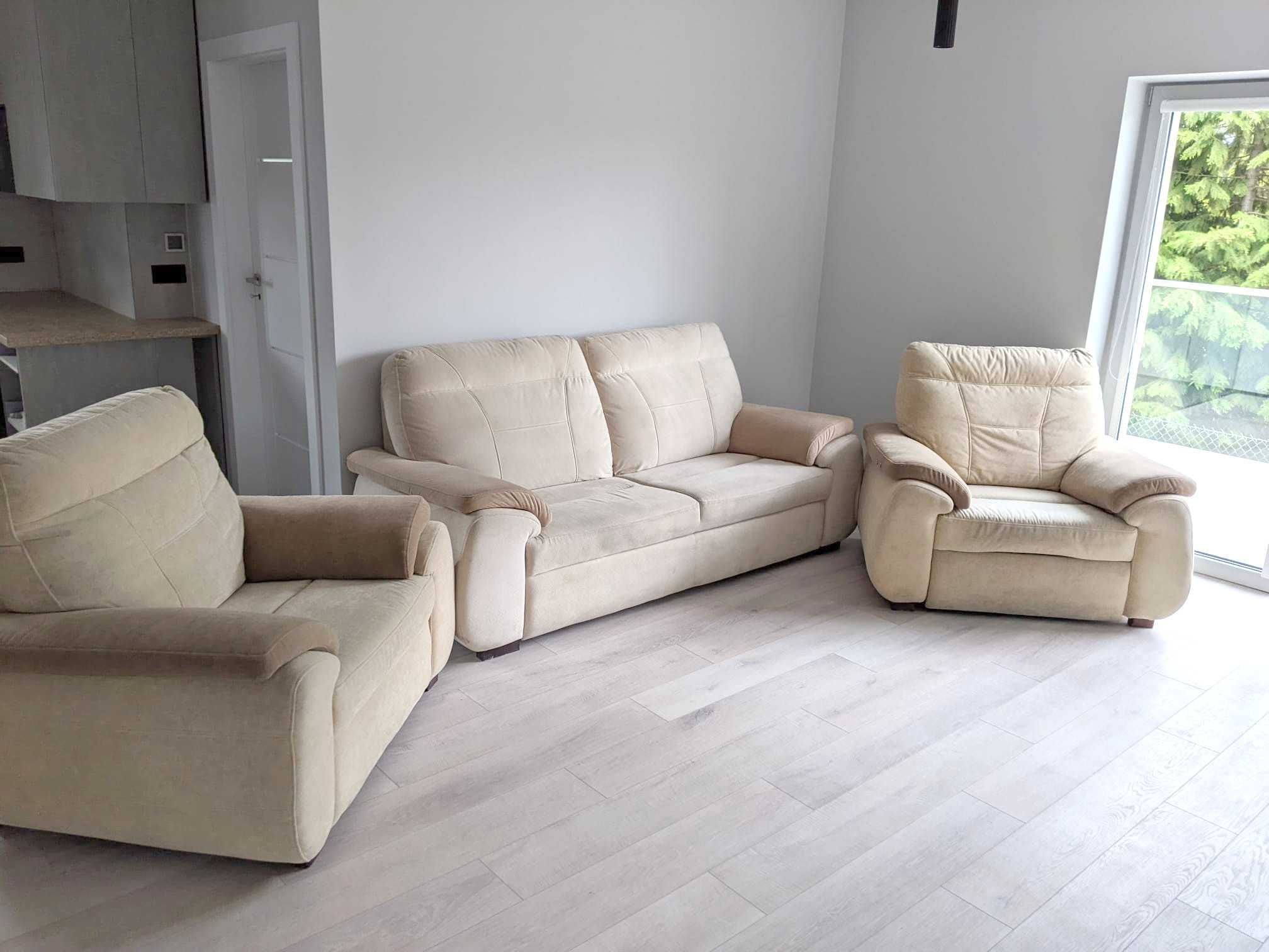 Zestaw wypoczynkowy - sofa + fotel + rozkładany fotel + gratis ława