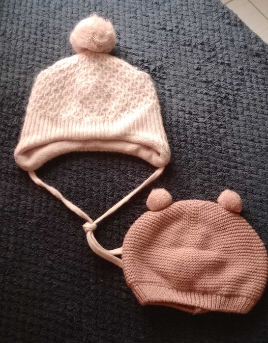 Conjunto 7 Gorros, malha, forrados a algodão - Zara Kid´s, - 3-9 meses