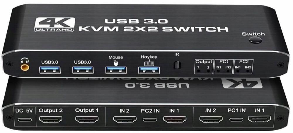 Przełącznik KVM 2x2 HDMI 4K 60Hz Podwójny monitor KVM HDMI switch