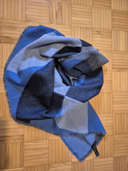 Zara szal szalik duży dwustronny 200 x 80 cm niebieski granatowy