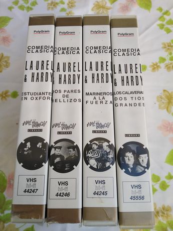4 Cassetes de Vídeo VHS dos Cómicos laurel y Hardy(Bucha e Estica)