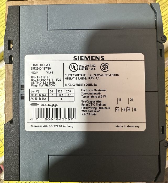 Реле часу, реле времени Siemens 3RP2525/3RP2540-1AW30