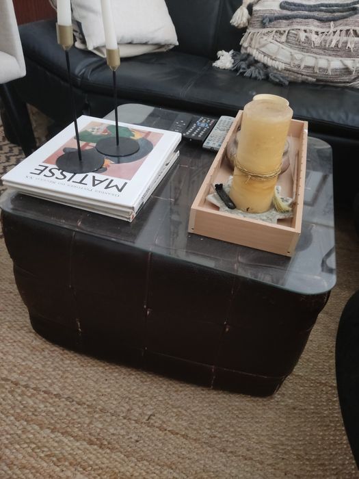 Mesa de Centro/Pouf em pele genuína