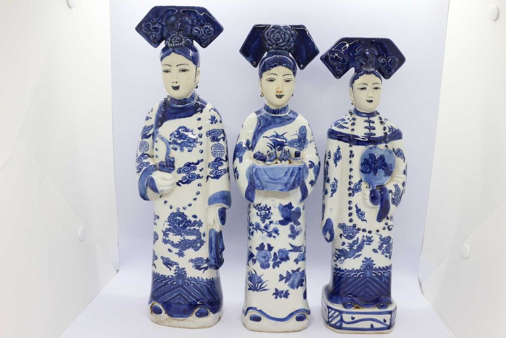 3 Dignatárias Escultura Porcelana Chinesa séc. XIX