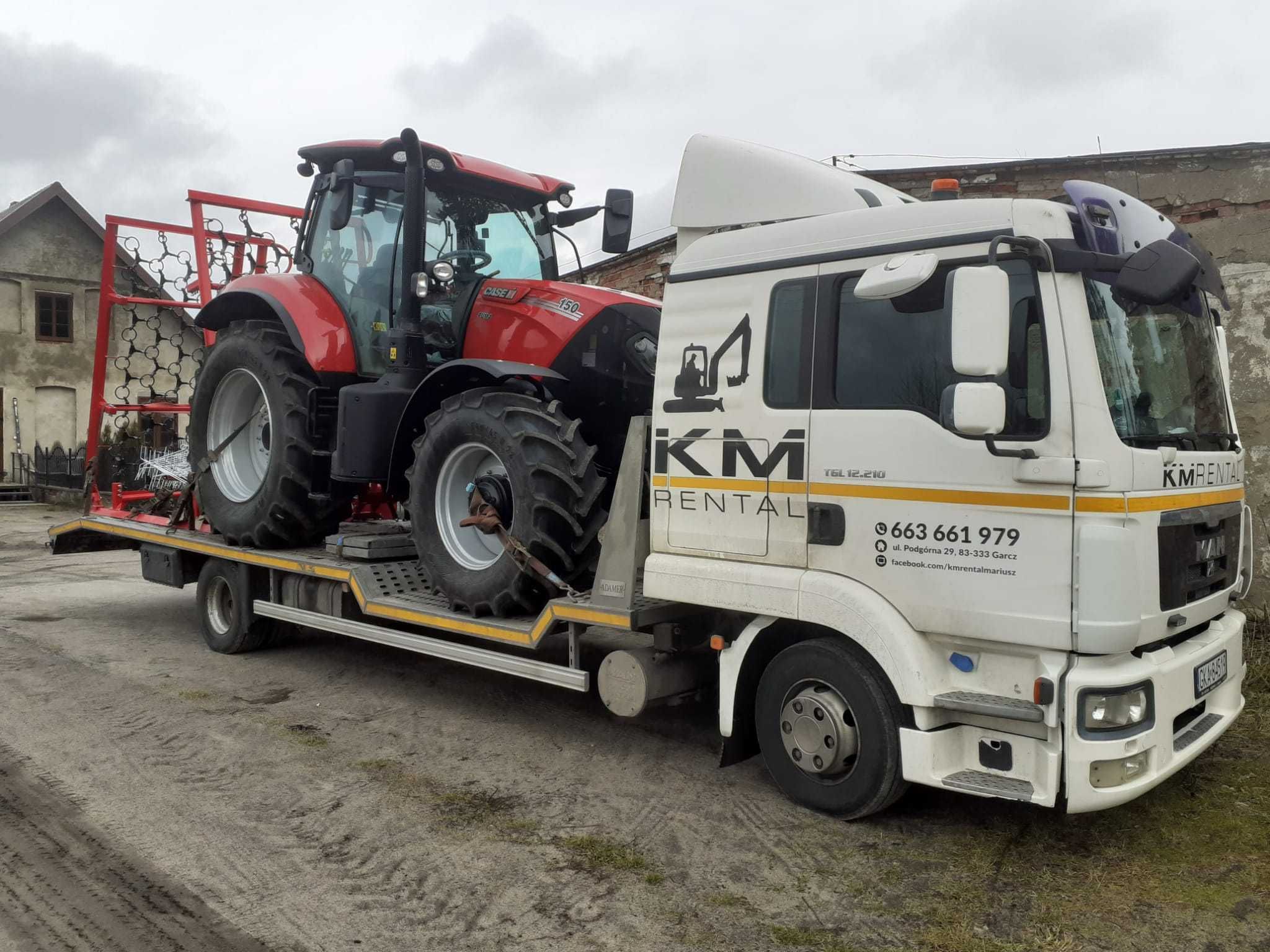 TANI transport maszyn rolniczych budowlanych, pomoc drogowa laweta