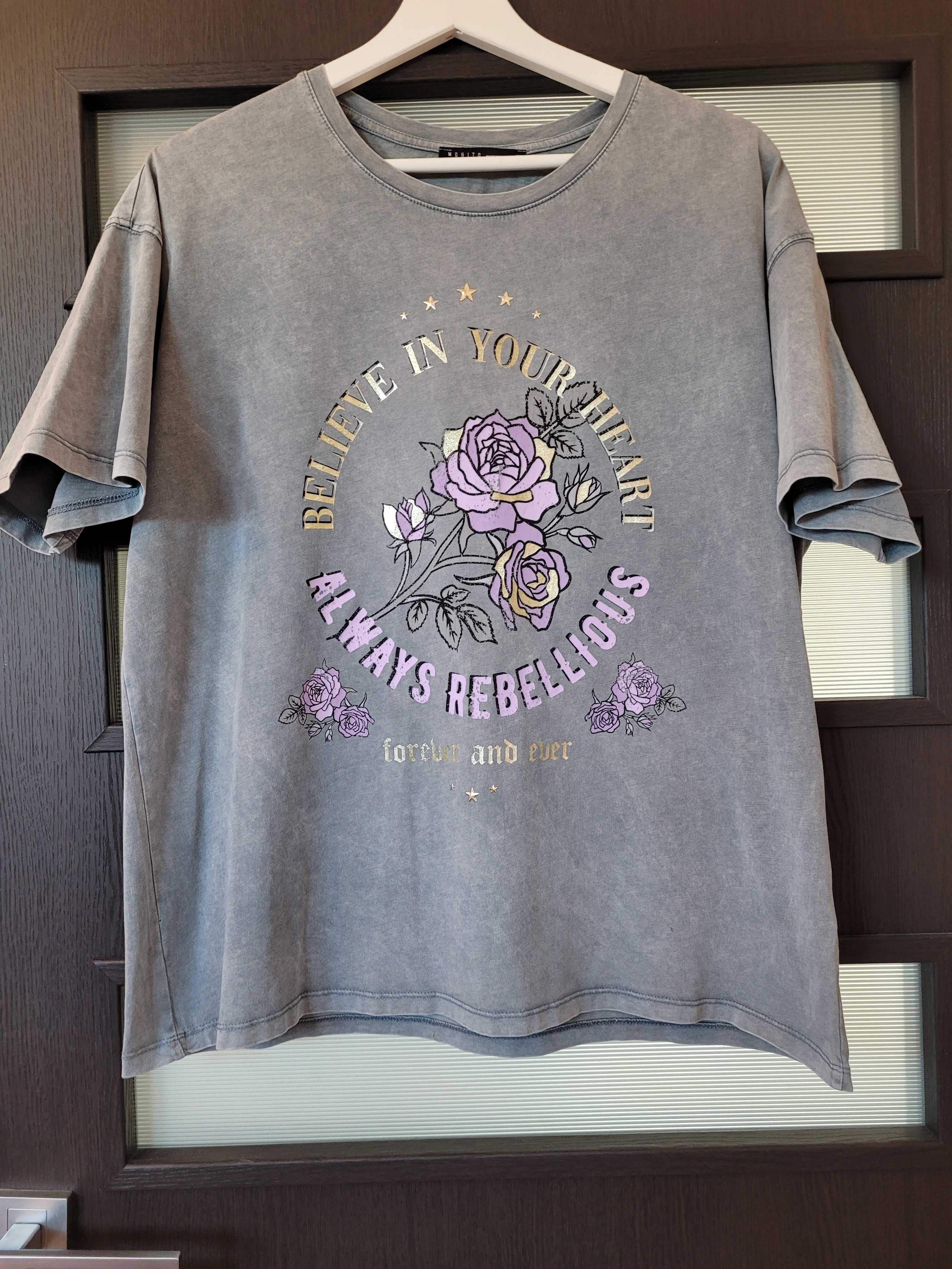 MOHITO koszulka bluzka t-shirt oversize r. 38 szara