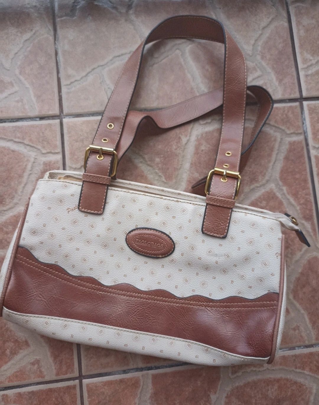 Torba do ręki Paolo Bags vintage beżowa brązowa