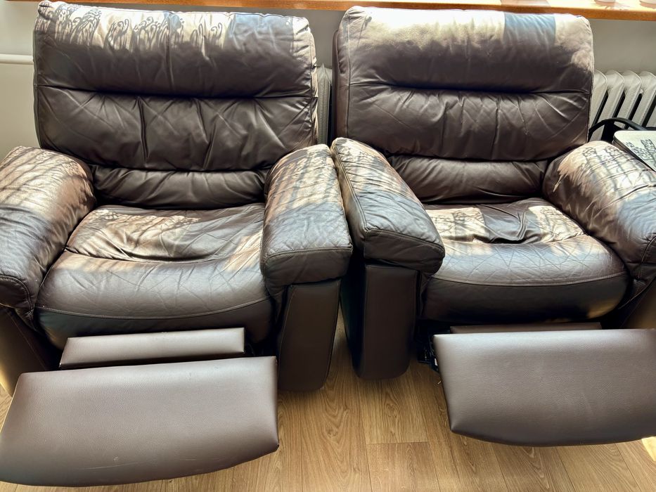 Zestaw wypoczynkowy skórzany – kanapa + 2 fotele (relax)