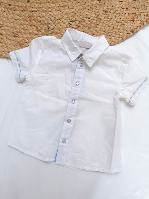 Camisa Branca de Manga Curta de Bebé