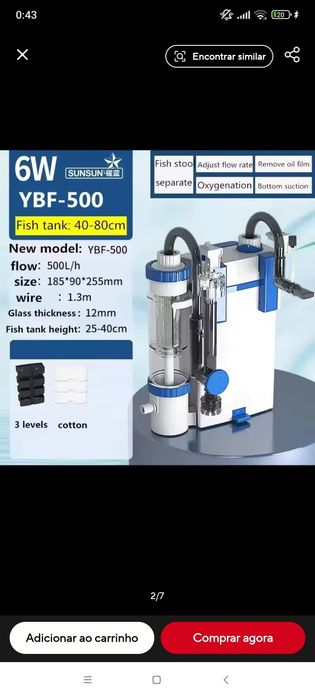 Filtro + termostato para aquário