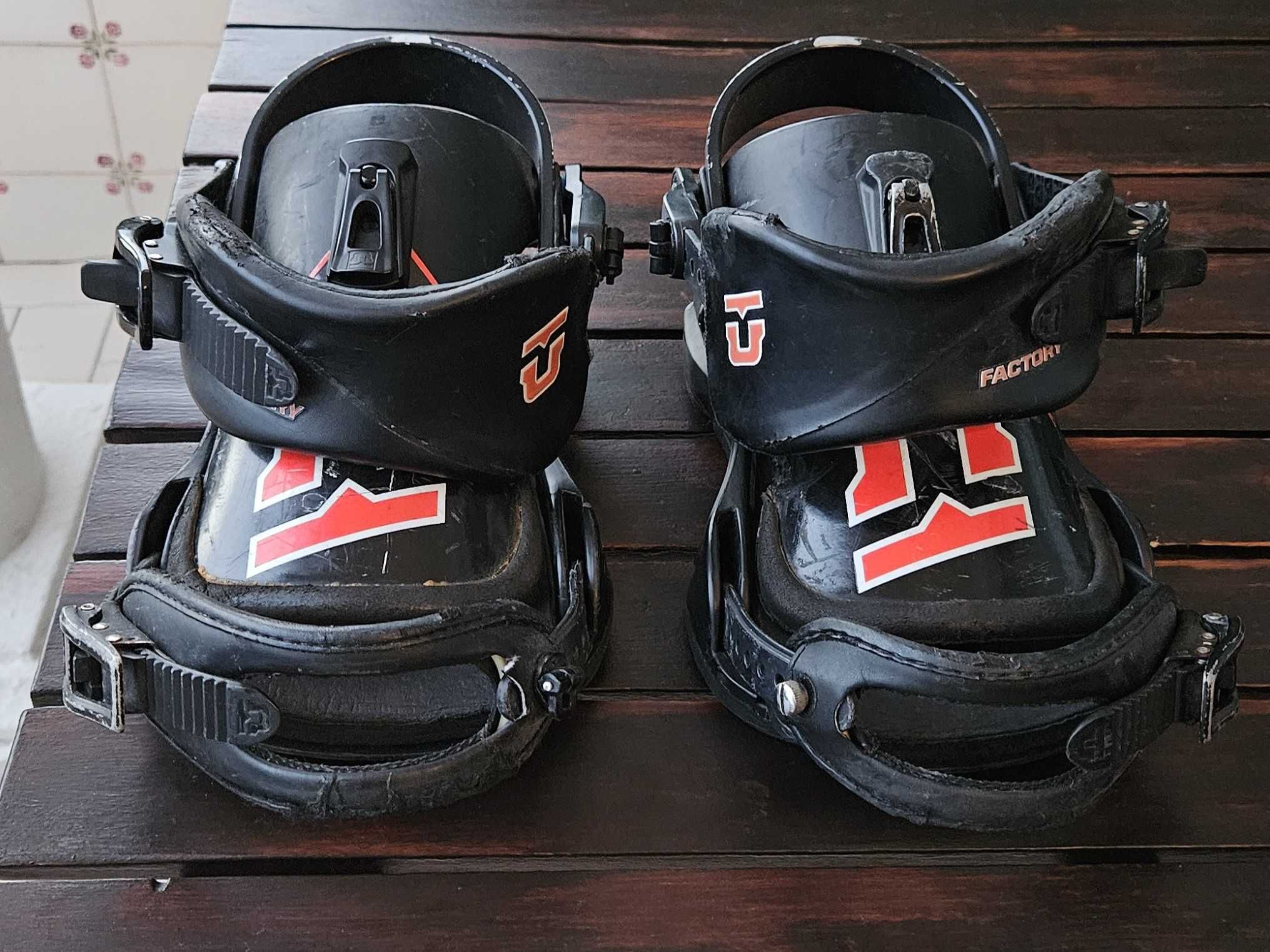 Prancha de Snowboard 151 com fixações Union (M/L bota de neve 40 a 44)