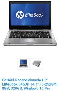 Portatil elitebook hp 14,1" 8 gb windowus 10 pro