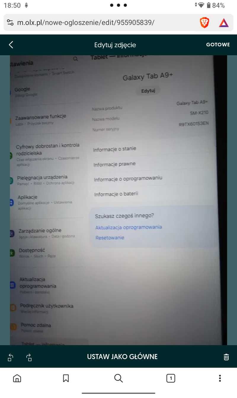 ELEGANCKI tablet Samsung A9+ 5G. Gwarancja producenta